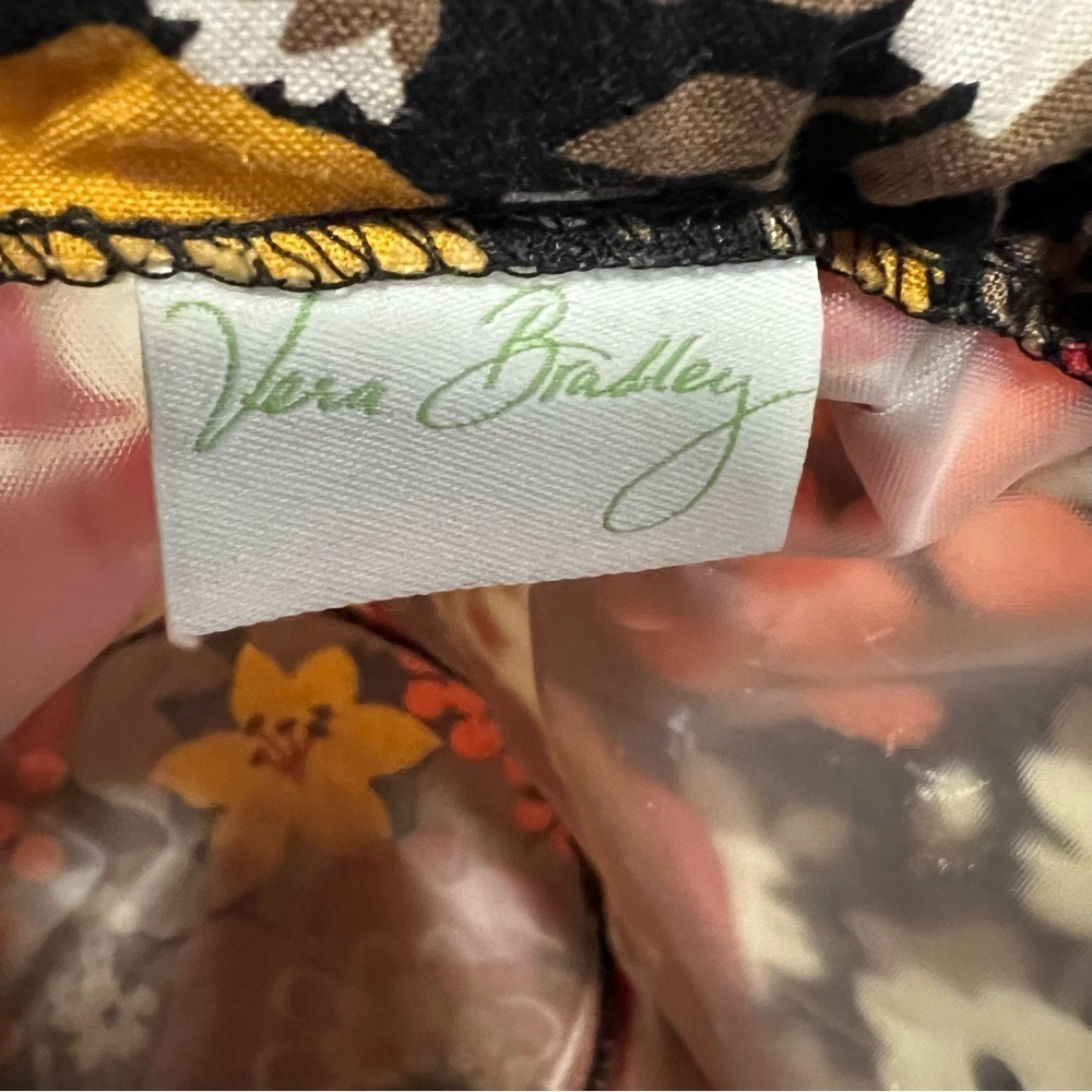 VERA BRADLEY Bittersweet 2013 Ditty Bag Drawstring Lined Yellow Brown Y2K Travel - Picture 12 of 13